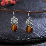 925 Sterling Silver Tiger Eye korvakorut