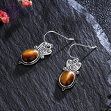 925 Sterling Silver Tiger Eye korvakorut