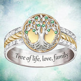 Elämän puu sormus perhe