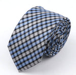 Harmaa ja sininen ruudullinen solmio
