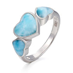 Larimar sydän sormus