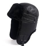 Musta nahkainen karvahattu