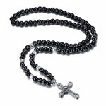 Musta Pearl Rosary pitkä kaulakoru