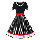 Musta Pilkullinen Pin Up -mekko / S