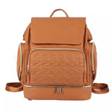 Nahkainen hoitolaukku-reppu Vaaleanruskea