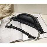 Naisten musta nahkainen vyölaukku Oletusarvo Otsikko