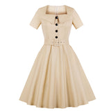 Pin up -tyylinen Audrey Hepburn mekko Beige / S