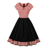 Rockabilly-ruudullinen mekko Punainen / S