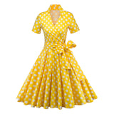 Rockabilly-tyylinen pin-up mekko Keltainen / S