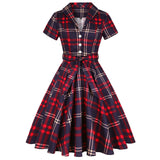 Rockabilly-tyylinen ruudullinen mekko S