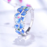 Sininen kukka sormus hopea