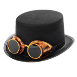 Steampunk silinterihattu Kultaisilla laseilla / Säädettävä (koot 54-59)