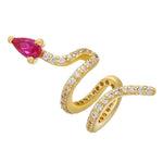 Vaaleanpunainen kristalli kultainen käärme korvakorut