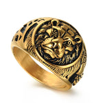 Vankka kultainen leijona sormus