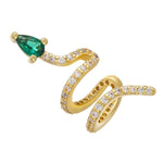 Vihreä kristalli kultainen käärme korvakorut