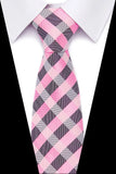 Violetti ja vaaleanpunainen ruudullinen solmio