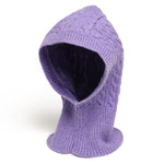 Violetti neulottu huppupipo