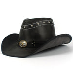 Western-tyylinen nahkainen cowboy hattu Musta